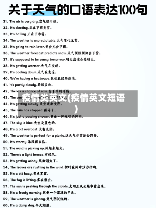 疫情类英文(疫情英文短语)