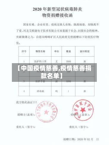 【中国疫情慈善,疫情慈善捐款名单】-第1张图片
