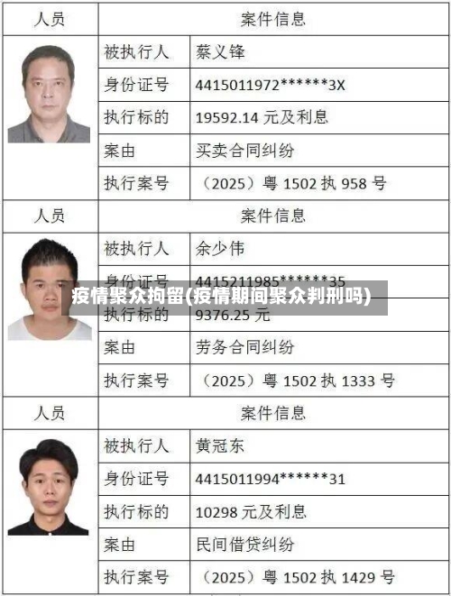 疫情聚众拘留(疫情期间聚众判刑吗)
