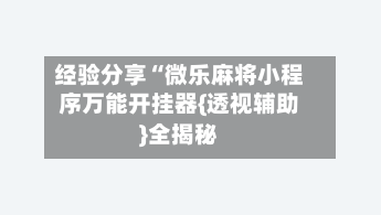 经验分享“微乐麻将小程序万能开挂器{透视辅助}全揭秘-第3张图片