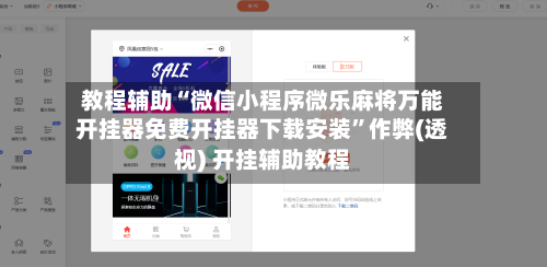 教程辅助“微信小程序微乐麻将万能开挂器免费开挂器下载安装”作弊(透视) 开挂辅助教程
