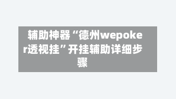 辅助神器“德州wepoker透视挂”开挂辅助详细步骤-第3张图片