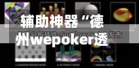 辅助神器“德州wepoker透视挂	”开挂辅助详细步骤-第1张图片