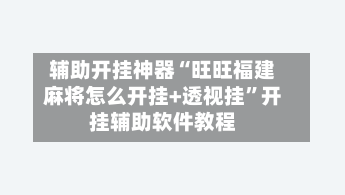 辅助开挂神器“旺旺福建麻将怎么开挂+透视挂”开挂辅助软件教程-第3张图片