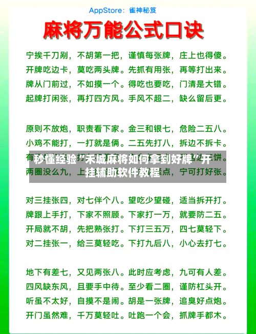 秒懂经验“禾城麻将如何拿到好牌”开挂辅助软件教程