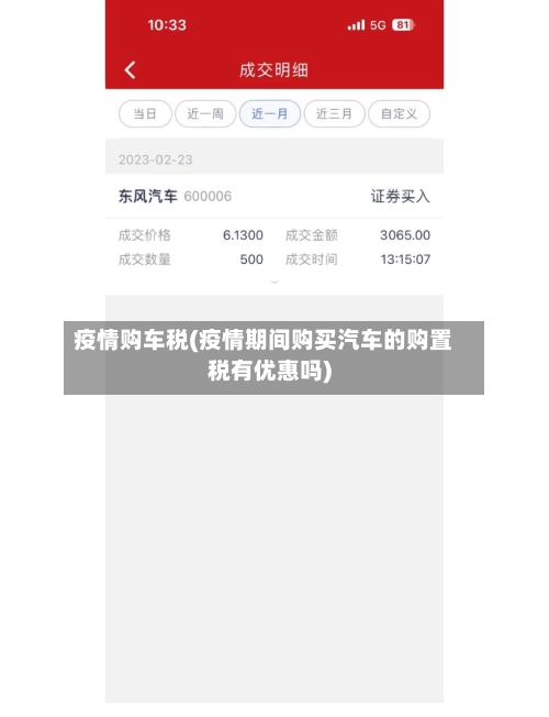 疫情购车税(疫情期间购买汽车的购置税有优惠吗)