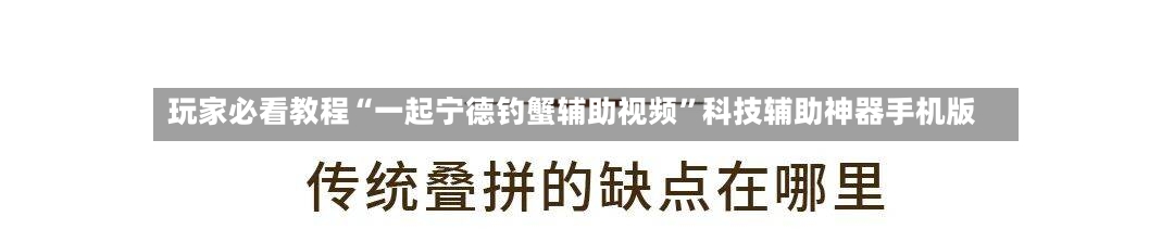 玩家必看教程“一起宁德钓蟹辅助视频”科技辅助神器手机版