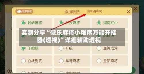 实测分享“微乐麻将小程序万能开挂器(透视)”详细辅助透视-第3张图片