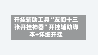 开挂辅助工具“友间十三张开挂神器”开挂辅助脚本+详细开挂-第3张图片