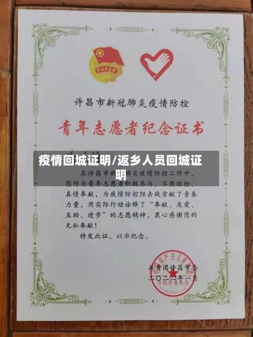 疫情回城证明/返乡人员回城证明