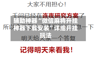 辅助神器“微信麻将开挂神器下载安装”详细开挂玩法-第3张图片