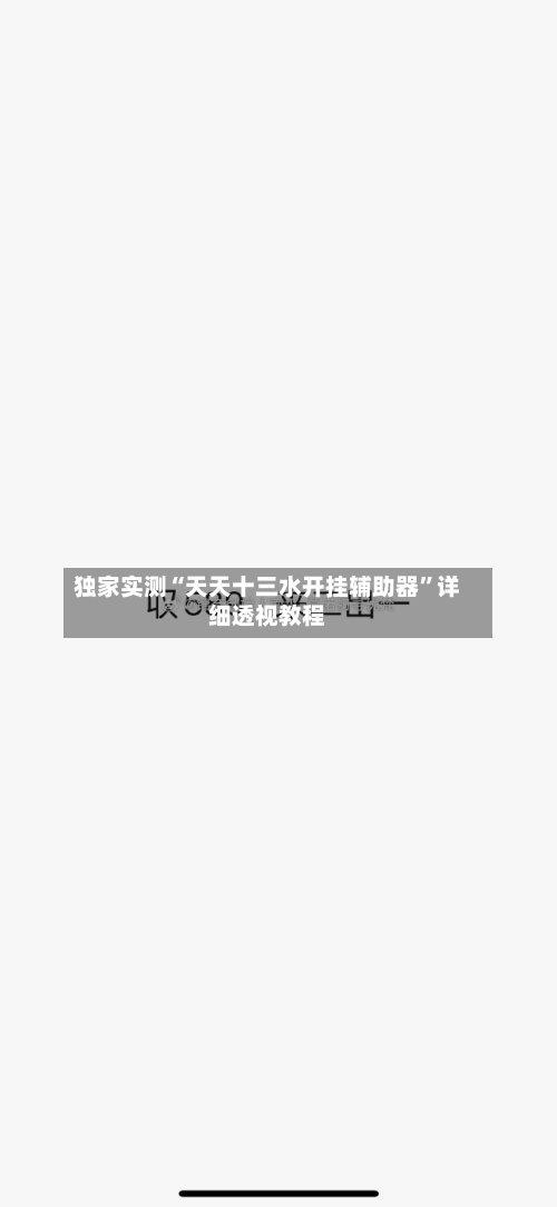独家实测“天天十三水开挂辅助器”详细透视教程