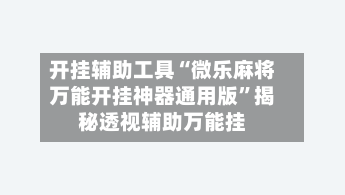 开挂辅助工具“微乐麻将万能开挂神器通用版”揭秘透视辅助万能挂-第2张图片