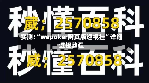 实测!“wepoker网页版透视挂”详细透视教程-第2张图片