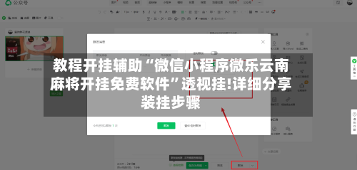 教程开挂辅助“微信小程序微乐云南麻将开挂免费软件	”透视挂!详细分享装挂步骤-第2张图片