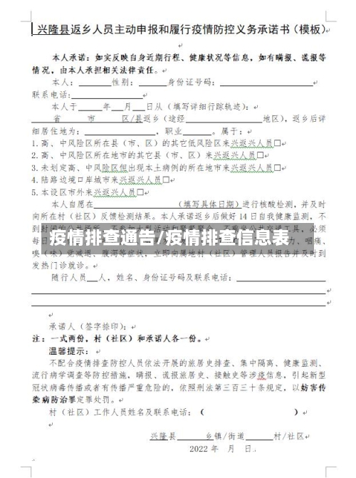 疫情排查通告/疫情排查信息表-第1张图片