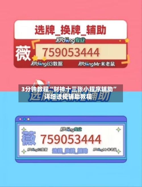 3分钟教程“财神十三张小程序辅助	”详细透视辅助教程-第1张图片