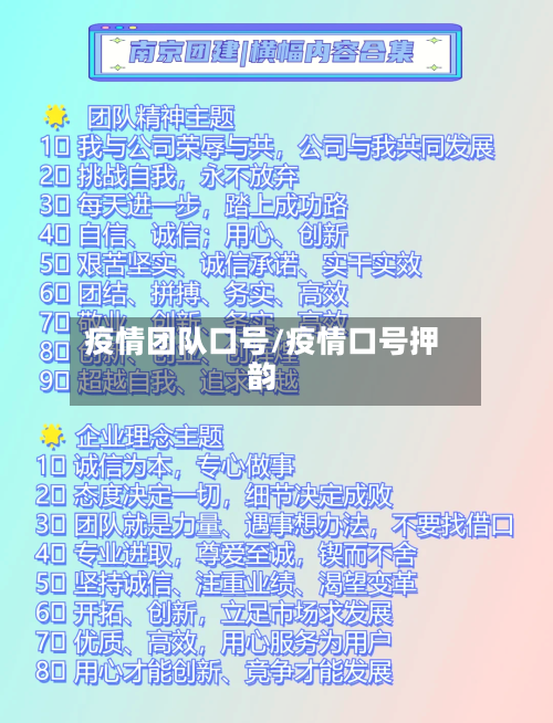 疫情团队口号/疫情口号押韵