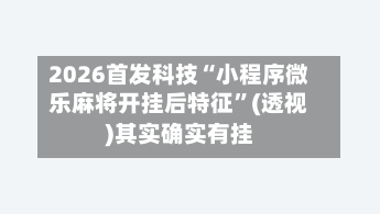 2026首发科技“小程序微乐麻将开挂后特征	”(透视)其实确实有挂-第1张图片