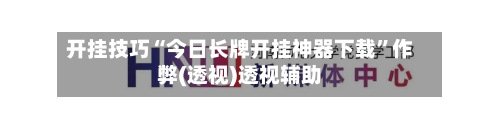 开挂技巧“今日长牌开挂神器下载”作弊(透视)透视辅助-第1张图片