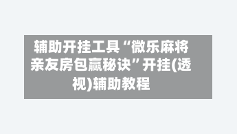 辅助开挂工具“微乐麻将亲友房包赢秘诀”开挂(透视)辅助教程-第3张图片