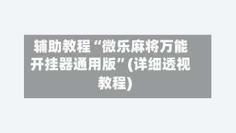 辅助教程“微乐麻将万能开挂器通用版”(详细透视教程)-第3张图片