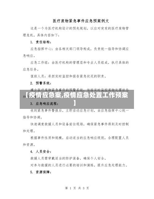 【疫情应急案,疫情应急处置工作预案】-第1张图片