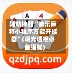 辅助神器“微乐麻将小程序万能开挂器”(曝光透视必备猫腻)-第2张图片