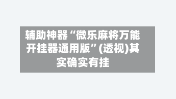 辅助神器“微乐麻将万能开挂器通用版”(透视)其实确实有挂-第1张图片