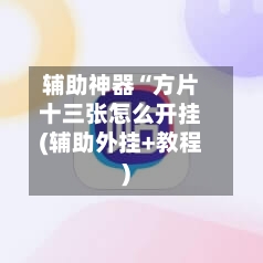 辅助神器“方片十三张怎么开挂(辅助外挂+教程)-第1张图片