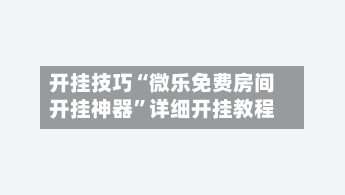开挂技巧“微乐免费房间开挂神器”详细开挂教程-第1张图片