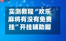 实测教程“欢乐麻将有没有免费挂”开挂辅助脚本+详细开挂-第2张图片