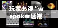 玩家必读“wepoker透视作弊辅助软件”开挂详细教程-第3张图片