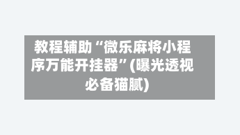 教程辅助“微乐麻将小程序万能开挂器”(曝光透视必备猫腻)-第2张图片
