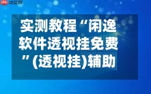 实测教程“闲逸软件透视挂免费”(透视挂)辅助神器教程-第3张图片