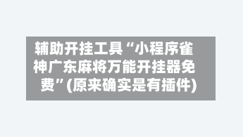 辅助开挂工具“小程序雀神广东麻将万能开挂器免费”(原来确实是有插件)-第1张图片