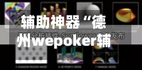 辅助神器“德州wepoker辅助挂透视脚本”开挂(透视)辅助教程-第3张图片