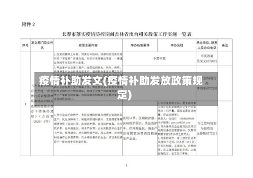疫情补助发文(疫情补助发放政策规定)-第1张图片