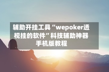 辅助开挂工具“wepoker透视挂的软件”科技辅助神器手机版教程-第2张图片