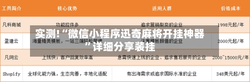 实测!“微信小程序迅奇麻将开挂神器”详细分享装挂-第3张图片