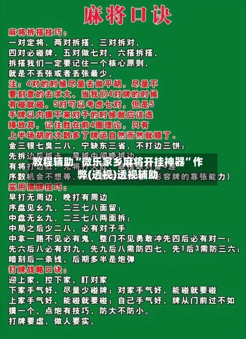 教程辅助“微乐家乡麻将开挂神器”作弊(透视)透视辅助-第1张图片