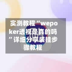 实测教程“wepoker透视是真的吗	”详细分享装挂步骤教程-第2张图片