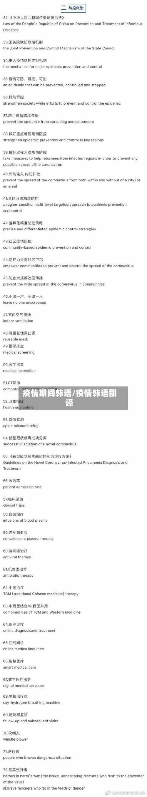 疫情期间韩语/疫情韩语翻译-第1张图片