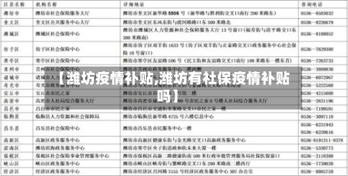 【潍坊疫情补贴,潍坊有社保疫情补贴吗】-第3张图片