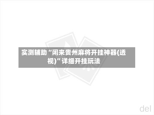 实测辅助“闲来贵州麻将开挂神器(透视)”详细开挂玩法-第2张图片