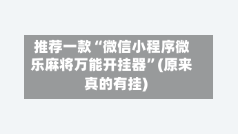 推荐一款“微信小程序微乐麻将万能开挂器”(原来真的有挂)-第2张图片