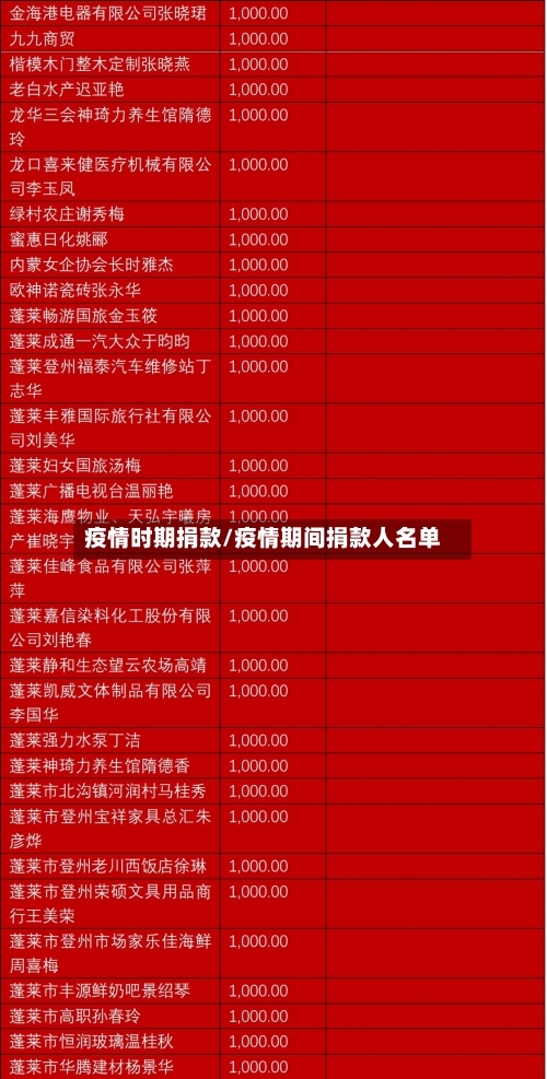 疫情时期捐款/疫情期间捐款人名单-第2张图片