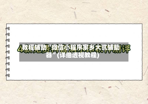 教程辅助“微信小程序家乡大贰辅助器”(详细透视教程)-第2张图片
