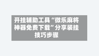 开挂辅助工具“微乐麻将神器免费下载”分享装挂技巧步骤-第2张图片