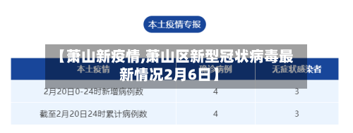 【萧山新疫情,萧山区新型冠状病毒最新情况2月6日】-第1张图片